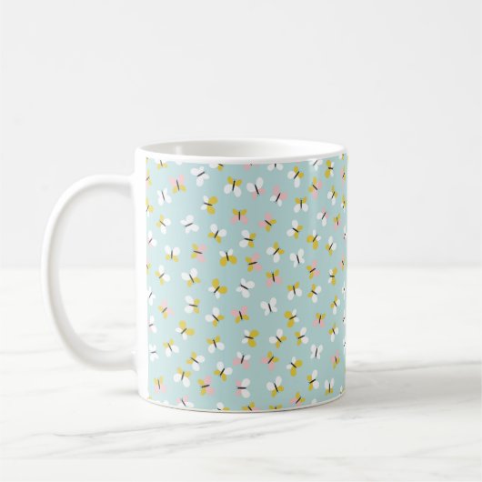 Butterfly And Floral Pattern  コーヒーマグカップ (左)