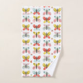 Butterfly And Floral Pattern  バスタオルセット (ハンドタオル)