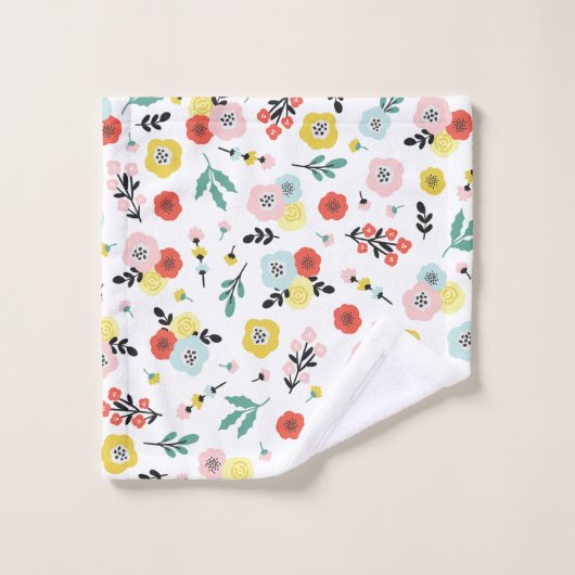 Butterfly And Floral Pattern  バスタオルセット (ウォッシュタオル)