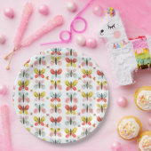 Butterfly And Floral Pattern  ペーパープレート (パーティー)