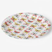 Butterfly And Floral Pattern  ペーパープレート (アングル)