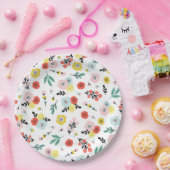 Butterfly And Floral Pattern  ペーパープレート (パーティー)