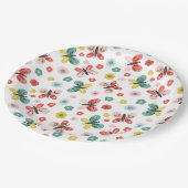 Butterfly And Floral Pattern  ペーパープレート (アングル)