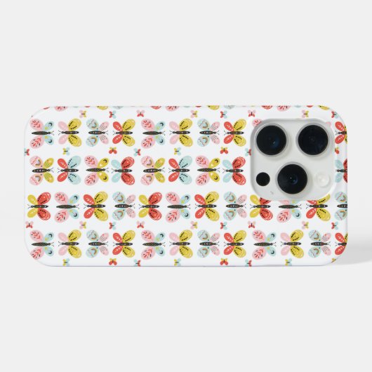 Butterfly And Floral Pattern  iPhoneケース (裏面横)