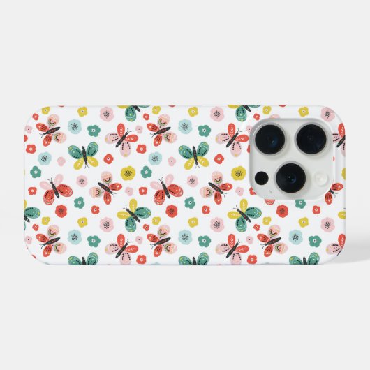 Butterfly And Floral Pattern  iPhoneケース (裏面横)