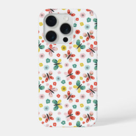 Butterfly And Floral Pattern  iPhone 15 Proケース