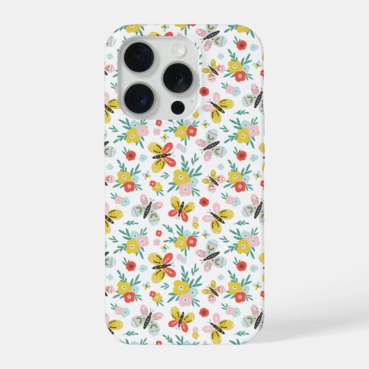 Butterfly And Floral Pattern  iPhoneケース (裏面)