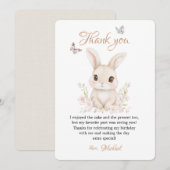 Butterfly and Floral Petals Pink or Beige Statione サンキューカード (正面/裏面)