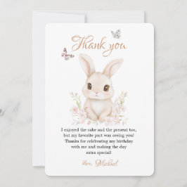 Butterfly and Floral Petals Pink or Beige Statione サンキューカード