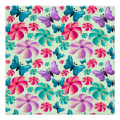 Butterfly and Flower Aesthetic pattern  ポスター (正面)