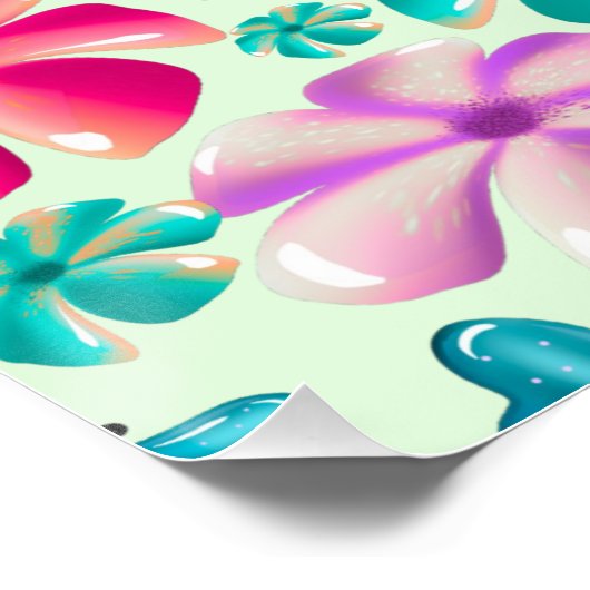 Butterfly and Flower Aesthetic pattern  ポスター (コーナー)