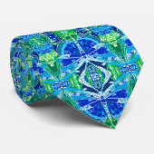 Butterfly and Medallion Batik Pattern in Blue ネクタイ (ロール)