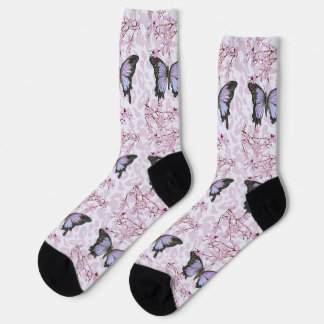 butterfly and pink ソックス