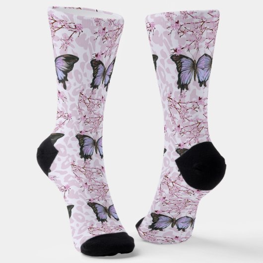 butterfly and pink ソックス (傾斜あり)