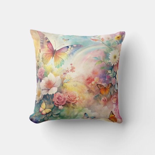 Butterfly and Rainbow クッション (正面)
