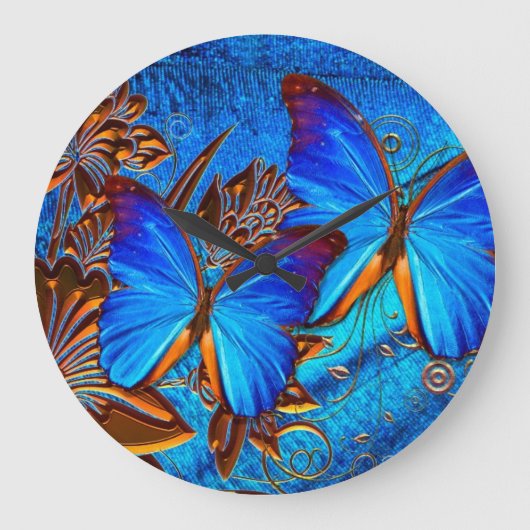 Butterfly Art Art 35 Wall Clock & Numeral Options ラージ壁時計 (正面)