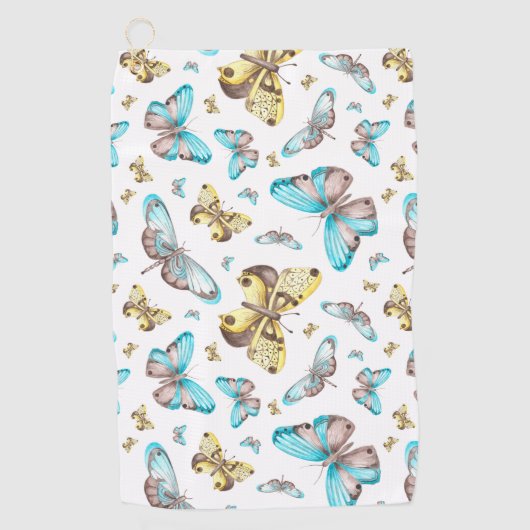 Butterfly Art Drawing ゴルフタオル (正面)