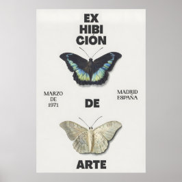 Butterfly Art Print 1971 Madrid Exhibition Poster ポスター