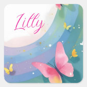 "Butterfly Baby Girl Label スクエアシール (正面)