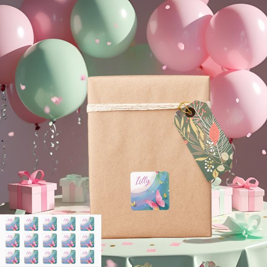 "Butterfly Baby Girl Label スクエアシール