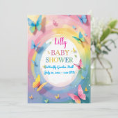 Butterfly Baby Girl Shower Invitation 招待状 (スタンド正面)