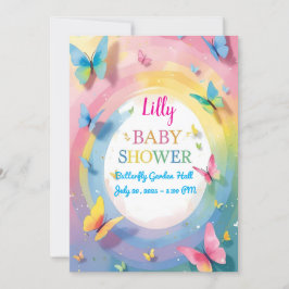 Butterfly Baby Girl Shower Invitation 招待状