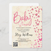 Butterfly Baby Shower 招待状 (正面/裏面)