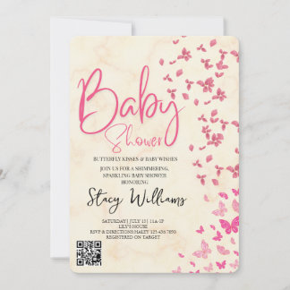 Butterfly Baby Shower 招待状