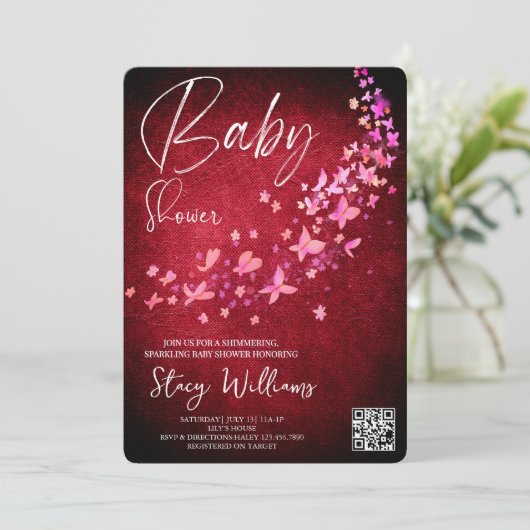 Butterfly Baby Shower 招待状 (スタンド正面)