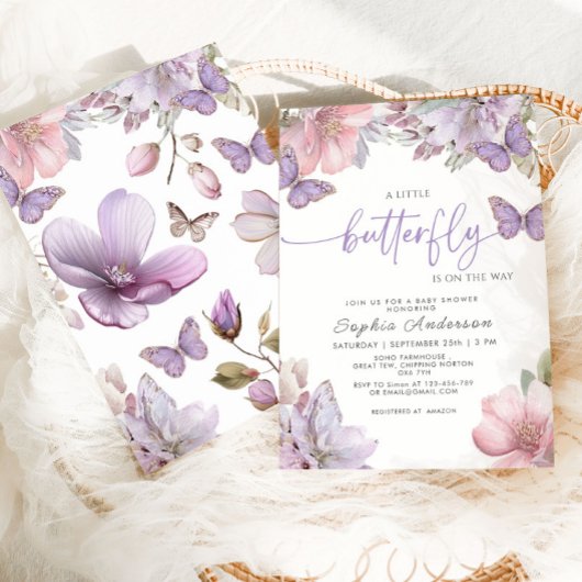 Butterfly Baby Shower  招待状