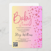 Butterfly Baby Shower 招待状 (正面/裏面)