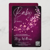 Butterfly Baby Shower 招待状 (正面/裏面)