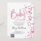 Butterfly Baby Shower 招待状 (正面/裏面)