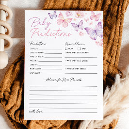 Butterfly Baby Shower Baby Predictions and アドバイスカード