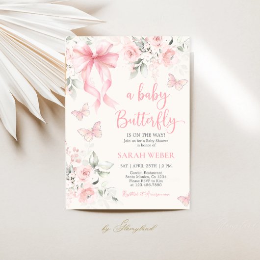 Butterfly Baby Shower Girl 招待状