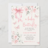Butterfly Baby Shower Girl 招待状 (正面)