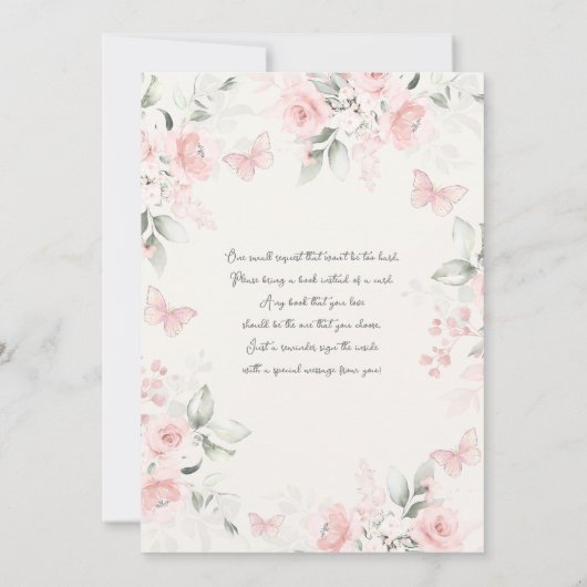 Butterfly Baby Shower Girl 招待状 (裏面)