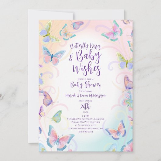 Butterfly Baby Shower Invitation 招待状 (正面)