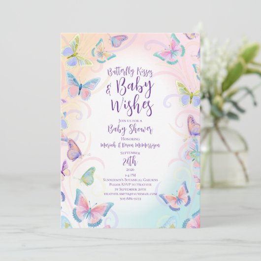 Butterfly Baby Shower Invitation 招待状 (スタンド正面)