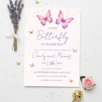 Butterfly Baby Shower Invitation 招待状