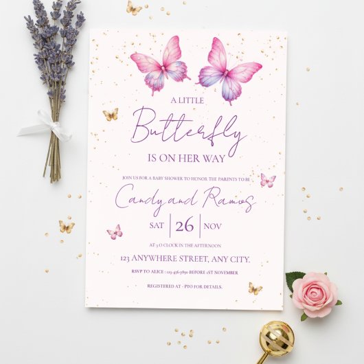 Butterfly Baby Shower Invitation 招待状