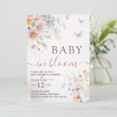 Butterfly Baby Shower Invitation Girl 招待状 (スタンド正面)