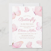 Butterfly Baby Shower Invitation, Girl Baby Shower 招待状 (正面)