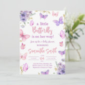 Butterfly Baby Shower Invitation, Pink Purple  招待状 (スタンド正面)