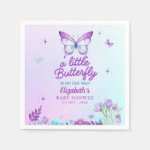 Butterfly Baby Shower Napkins | Pink & Purple スタンダードカクテルナプキン (正面)
