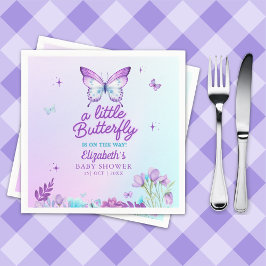 Butterfly Baby Shower Napkins | Pink & Purple  スタンダードカクテルナプキン