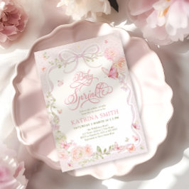 Butterfly Baby Sprinkle Floral Girl Baby Shower 招待状