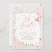 Butterfly Baby Sprinkle Floral Girl Baby Shower 招待状 (正面)
