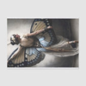 Butterfly Ballerina in Cream and Blue Decoupage 薄葉紙 (正面)