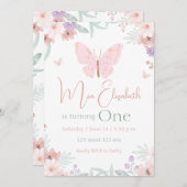 Butterfly Birthday 招待状 (正面/裏面)